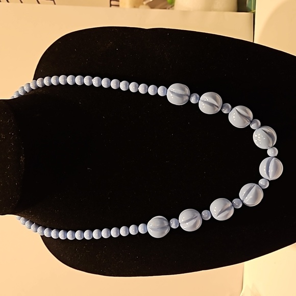 Blue Acrylic Beaded 24"Long Necklace - Picture 1 of 5